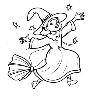 Hocus Pocus Witch Flying On Broom Coloring Page 32815-7154