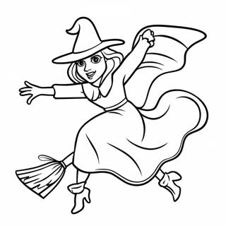 Hocus Pocus Witch Flying On Broom Coloring Page 32815-7155