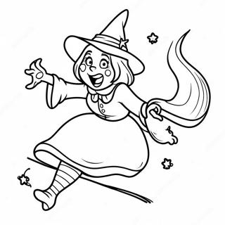 Hocus Pocus Witch Flying On Broom Coloring Page 32815-7156