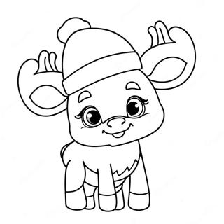 Cute Rudolph With A Santa Hat Coloring Page 32898-7177