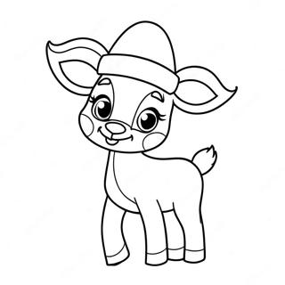 Cute Rudolph With A Santa Hat Coloring Page 32898-7178