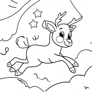 Rudolph Flying Through The Sky Coloring Page 32899-7184