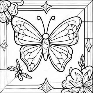 Colorful Stained Glass Butterfly Coloring Page 33714-7355