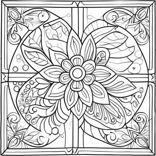 Intricate Stained Glass Flower Coloring Page 33715-7357