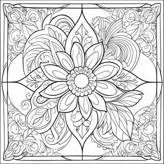 Intricate Stained Glass Flower Coloring Page 33715-7358