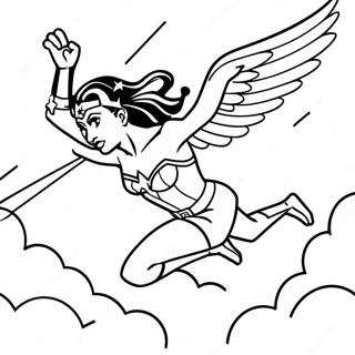 Wonder Woman Flying Through The Sky Coloring Page 33796-7374