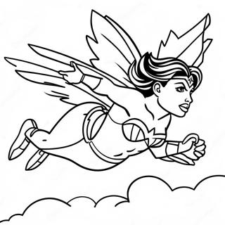 Wonder Woman Flying Through The Sky Coloring Page 33796-7375