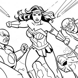 Wonder Woman Battling Villains Coloring Page 33798 7383