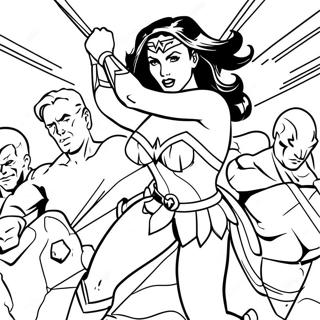 Wonder Woman Battling Villains Coloring Page 33798 7384