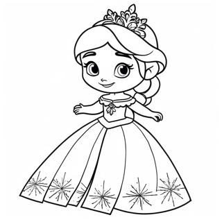 Elsa In A Sparkling Dress Coloring Page 3383-1197