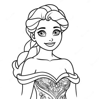 Elsa In A Sparkling Dress Coloring Page 3383-1200