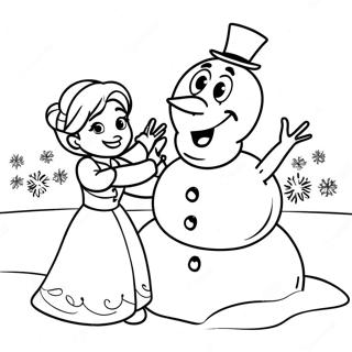 Elsa Building A Snowman Coloring Page 3385-2176