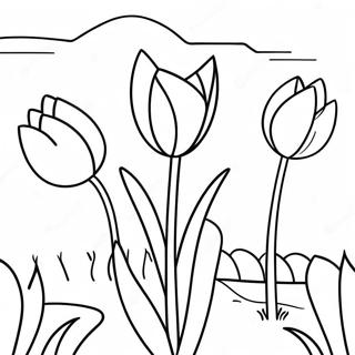 Colorful Tulip Garden Coloring Page 33886-7394