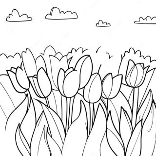 Colorful Tulip Garden Coloring Page 33886-7395