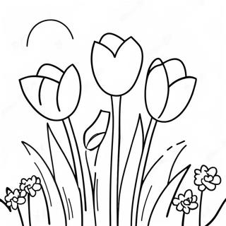 Colorful Tulip Garden Coloring Page 33886-7396