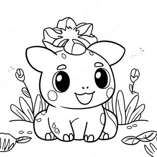 Cute Bulbasaur In A Flower Garden Coloring Page 34159-7454