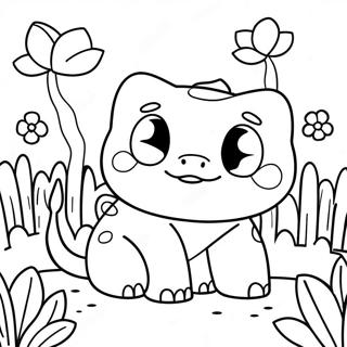 Cute Bulbasaur In A Flower Garden Coloring Page 34159-7456