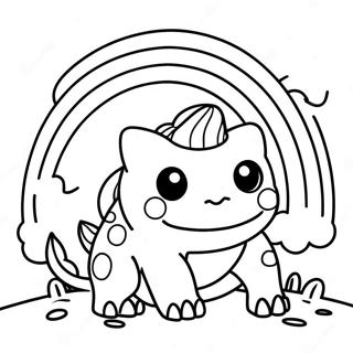 Bulbasaur Under A Rainbow Coloring Page 34162-7467