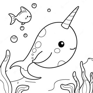 Cute Narwhal Swimming Coloring Page 34257-7475