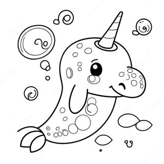 Cute Narwhal Swimming Coloring Page 34257-7476