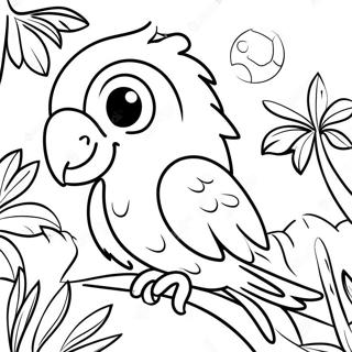 Colorful Parrot In Tropical Jungle Coloring Page 34526-7533