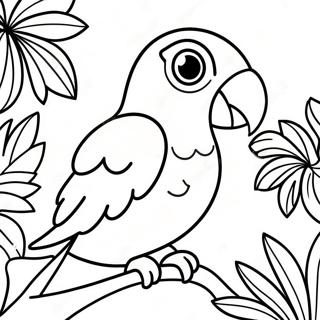 Colorful Parrot In Tropical Jungle Coloring Page 34526-7534