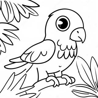 Colorful Parrot In Tropical Jungle Coloring Page 34526-7536