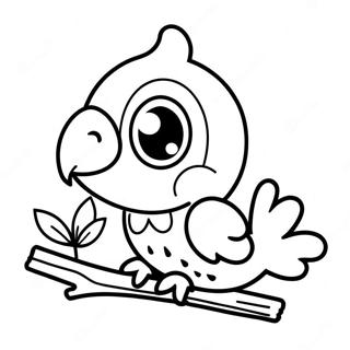 Cute Baby Parrot On A Branch Coloring Page 34527-7537