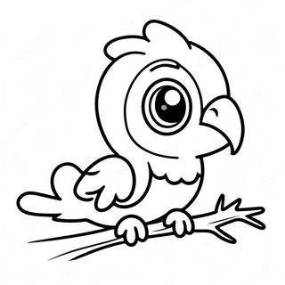 Cute Baby Parrot On A Branch Coloring Page 34527-7538