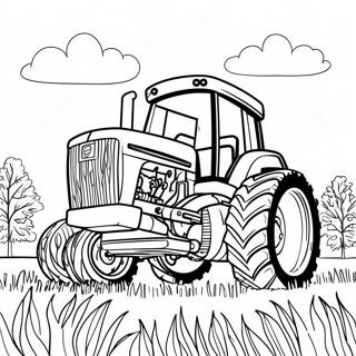 John Deere Tractor In A Sunny Field Coloring Page 34713-7574