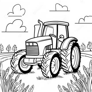 John Deere Tractor In A Sunny Field Coloring Page 34713-7575