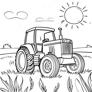 John Deere Tractor In A Sunny Field Coloring Page 34713-7576