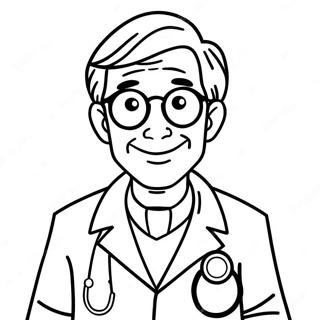 Friendly Doctor With Stethoscope Coloring Page 34798-7594