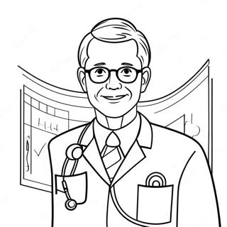 Friendly Doctor With Stethoscope Coloring Page 34798-7595