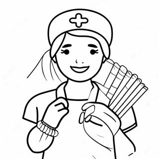 Caring Nurse With Bandages Coloring Page 34799-7598