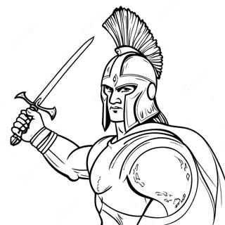 Spartan Warrior In Battle Coloring Page 35686-7807