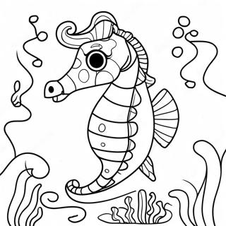 Colorful Seahorse Underwater Scene Coloring Page 36137-7895