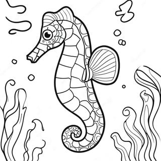 Colorful Seahorse Underwater Scene Coloring Page 36137-7896