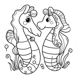 Cute Seahorse Family Coloring Page 36138-7897