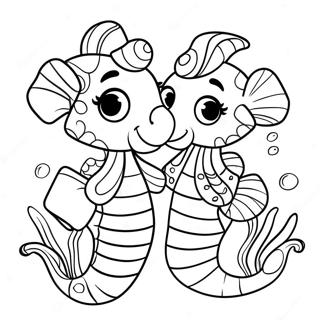 Cute Seahorse Family Coloring Page 36138-7898