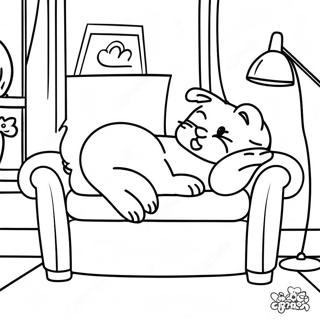 Garfield Sleeping On A Couch Coloring Page 36231-7919