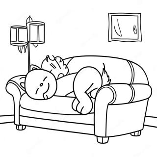 Garfield Sleeping On A Couch Coloring Page 36231-7920