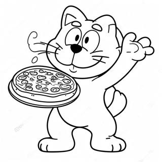 Garfield With A Pizza Coloring Page 36234-7929