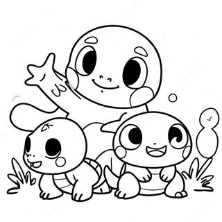 Squirtle Playing With Friends Coloring Page 36600 8001
