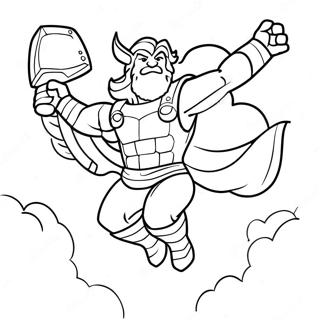Thor Flying Through The Sky Coloring Page 36885 8064
