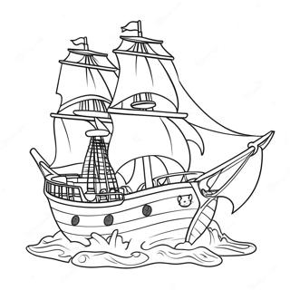 Sailing Pirate Ship With Jolly Roger Flag Coloring Page 37171-8118