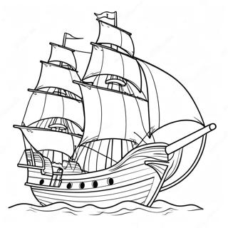 Sailing Pirate Ship With Jolly Roger Flag Coloring Page 37171-8119