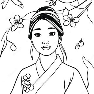 Mulan With Cherry Blossoms Coloring Page 37265 8151