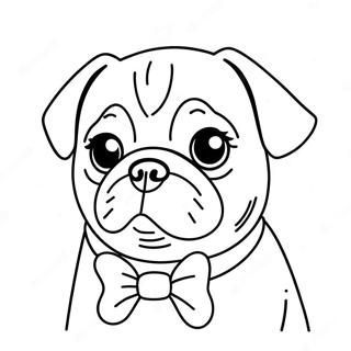 Cute Pug With Bowtie Coloring Page 37360-8158