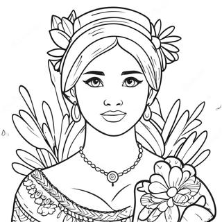 Isabela With Beautiful Flowers Coloring Page 3742-10